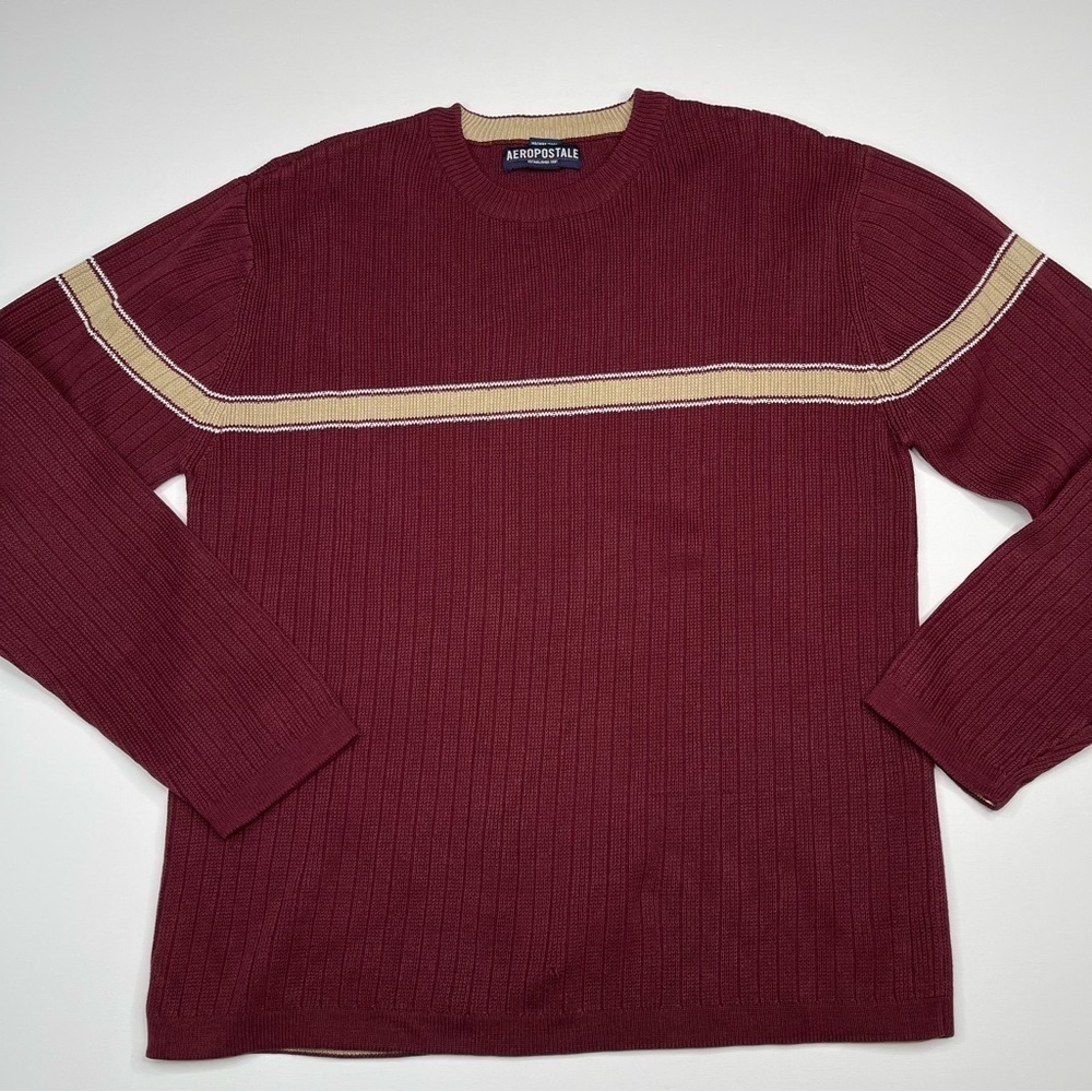 Aeropostale Vintage Sweater Crew Neck Maroon Cable Knit Gorp Outdoor Office